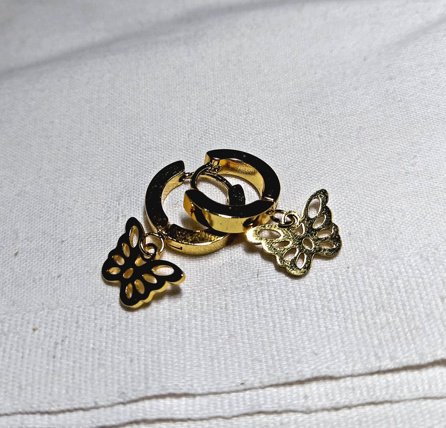 Gold-Plated Star and Butterfly Charm Earrings