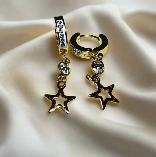 Gold-Plated Star and Butterfly Charm Earrings