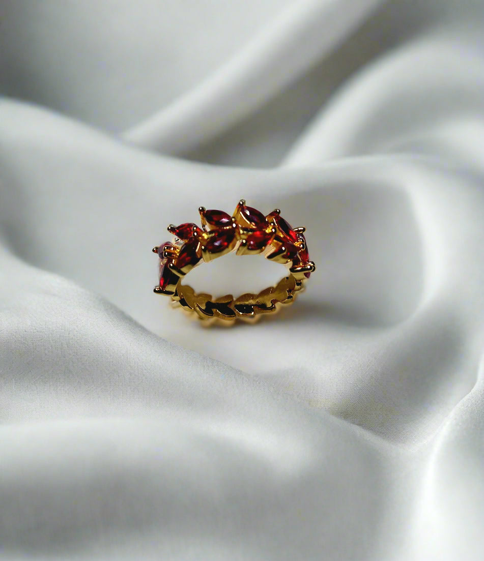 Flame Leaf Gold Plated Ring