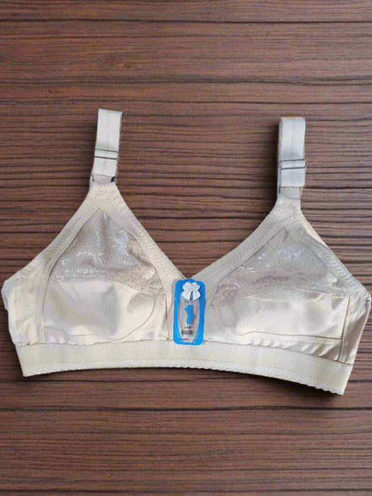 Premium Stretchable Cotton Bra – Lace and Comfort in Beige