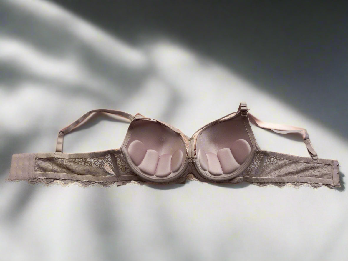 Elegant Blush Light Brown Padded Lace Bra – Seamless Comfort & Everyday Elegance