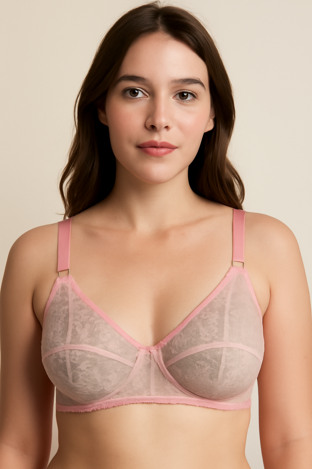 Elegant Pink Lace Bralette Bra