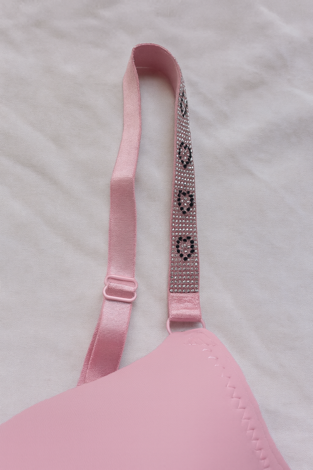 Blush Pink Padded Bra with Crystal Straps