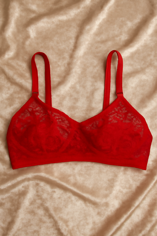 Elegant Red Lace Bralette Bra