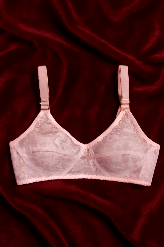 Elegant Pink Lace Bralette Bra