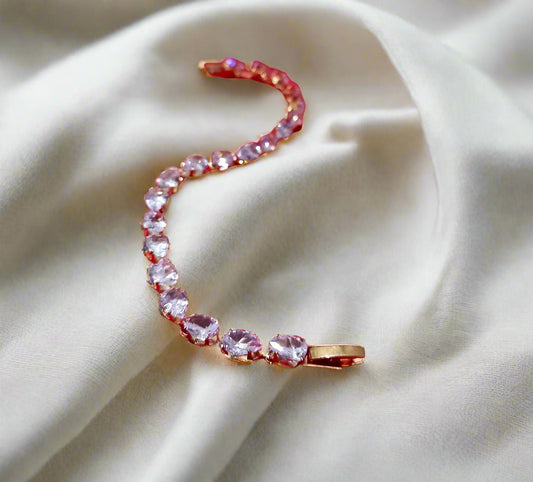 Silver-Tone White Crystal Tennis Bracelet