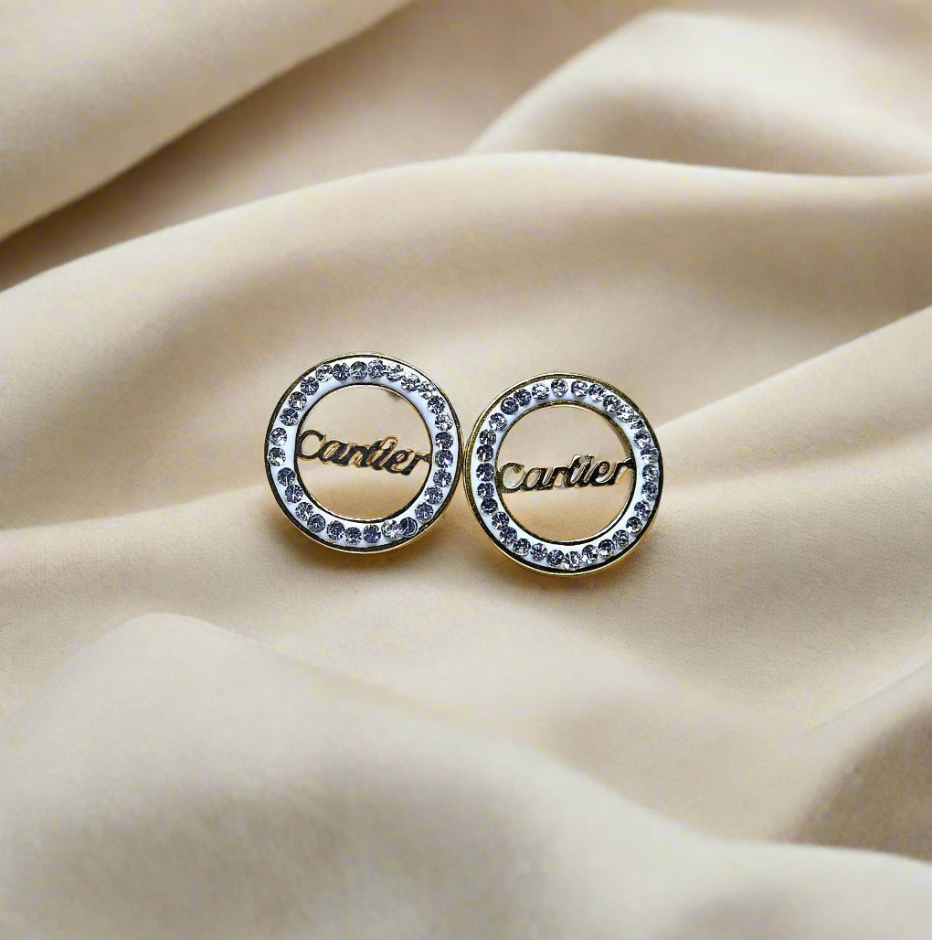 Gold-Plated Cartier-Inspired Circle Stud Earrings