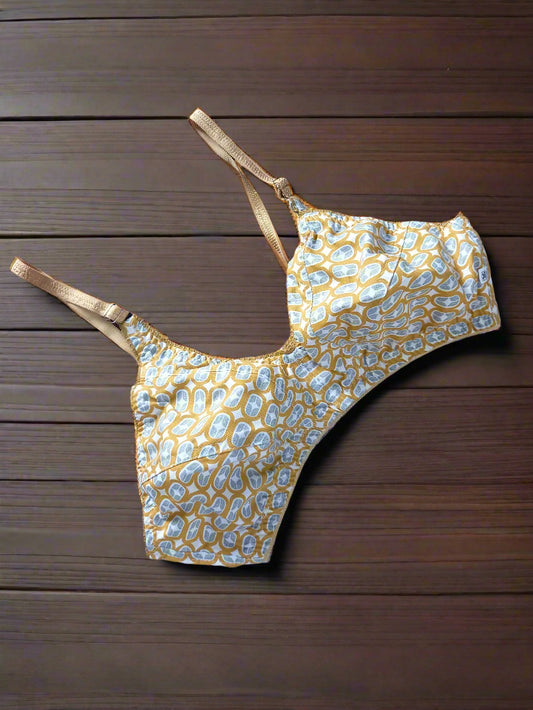 Soft and Stylish Cotton Bra with Gold Accent Print - Randomly Chosen from Our Curated Collection