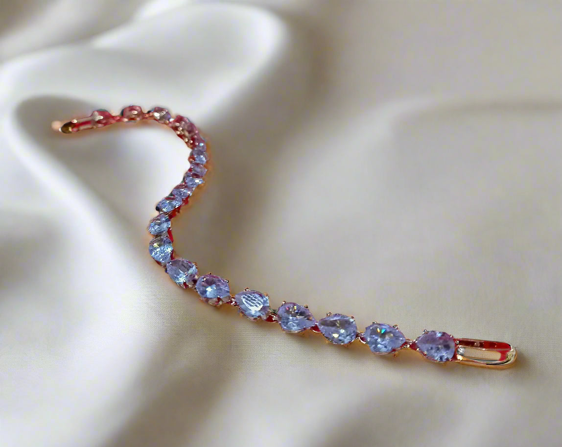 Silver-Tone White Crystal Tennis Bracelet