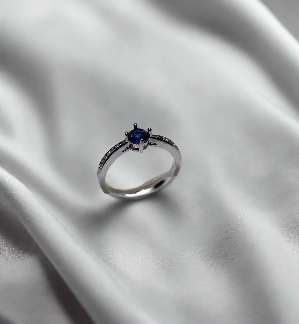 Royal Blue Zirconia Silver Ring